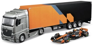 Model McLaren MCL 38  BBurago #4 Lando Norris 2024 s kamionem Mercedes  1:43 
