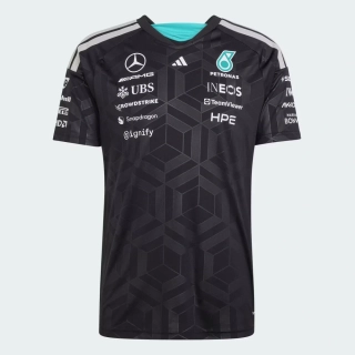 Tričko Adidas - Mercedes AMG Petronas F1 černé s logy sponzorů - týmová edice