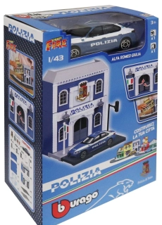Model Alfa Romeo Giulia Polizia 1:43 + stavebnice policejní stanice