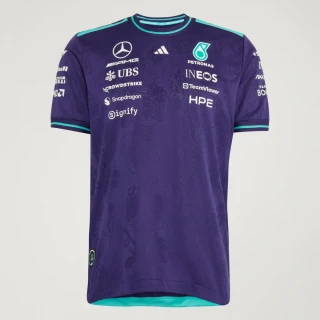 Tričko authentic Adidas - Mercedes AMG Petronas F1 fialové s logy sponzorů - edice SINGAPORE 2026